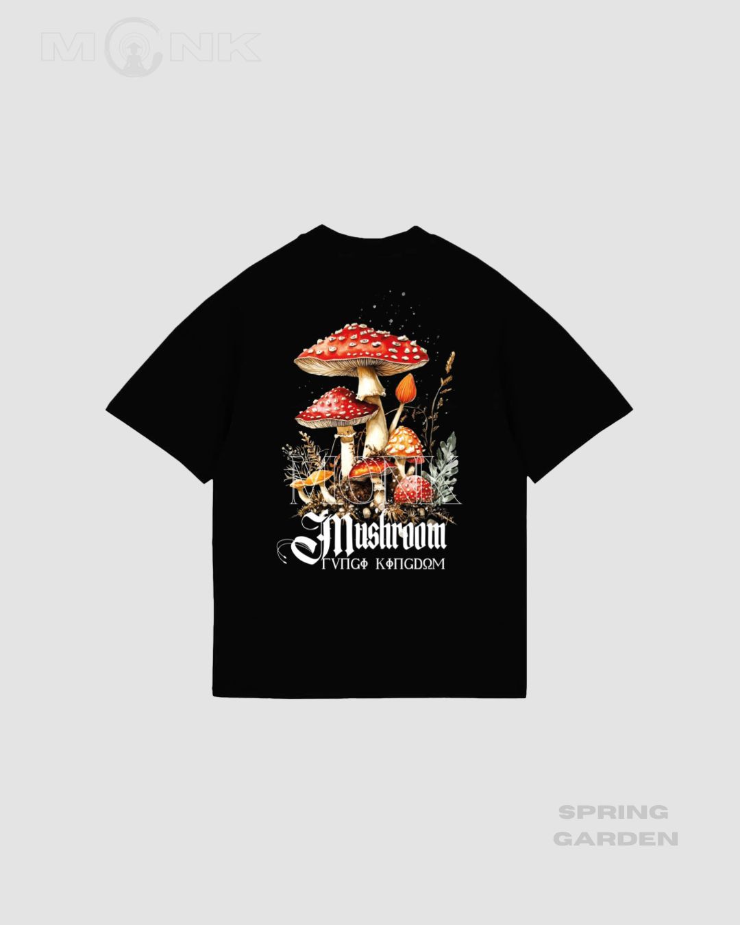 Mushroom,Oversized t-shirt negra